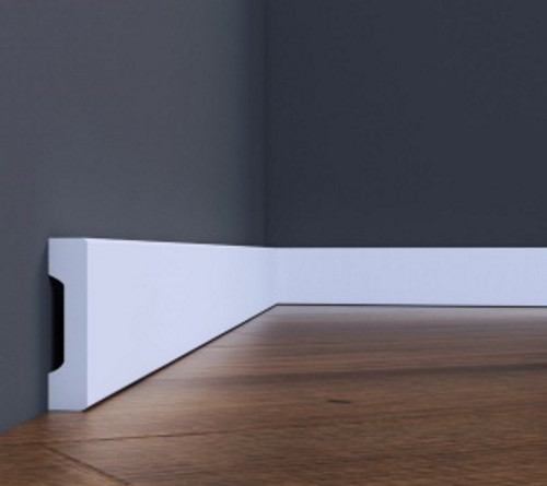 Підлоговий плінтус із дюрополімеру білого кольору 40 мм х 10 мм, LPC-36, довжина 2,44 м., фото 1