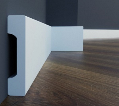 Підлоговий плінтус із дюрополімеру білого кольору 68,4 мм х 15,3 мм, LPC-23, довжина 2,0 м.