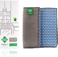 Спонж GreenWay Green Fiber HOME S6, для кухні SPLITTER сірий, потрійний 2х стор., scrub+ (08040)