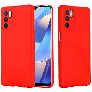 Чохол Silicone Case Red з мікрофіброю для OPPO A16