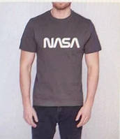 Темно-сіра чоловіча футболка з надписом NASA великих розмірів