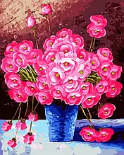 Картина по номерам. Brushme "Розовые цветы в синей вазе"