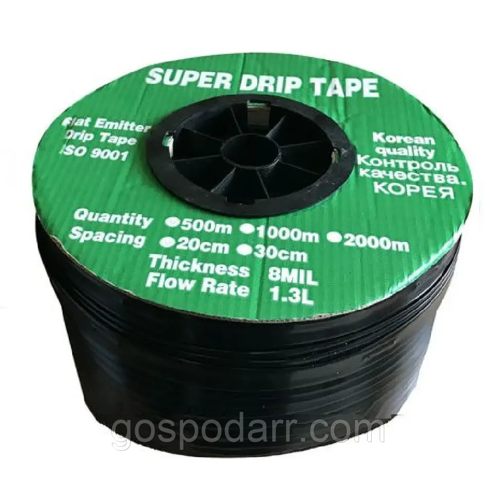 КРАПЕЛЬНА СТРІЧКА ЭМИТТЕРНАЯ SUPER DRIP TAPE 20СМ (БУХТА 1000 М) КОРЕЯ