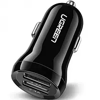 Автомобильный адаптер для телефона Ugreen ED018 Black (Dual-Port Car Charger 4.8А 24W)