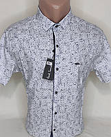 Мужская рубашка с коротким рукавом Paul Smith vk-0093 белая в принт приталенная Турция тенниска стильная