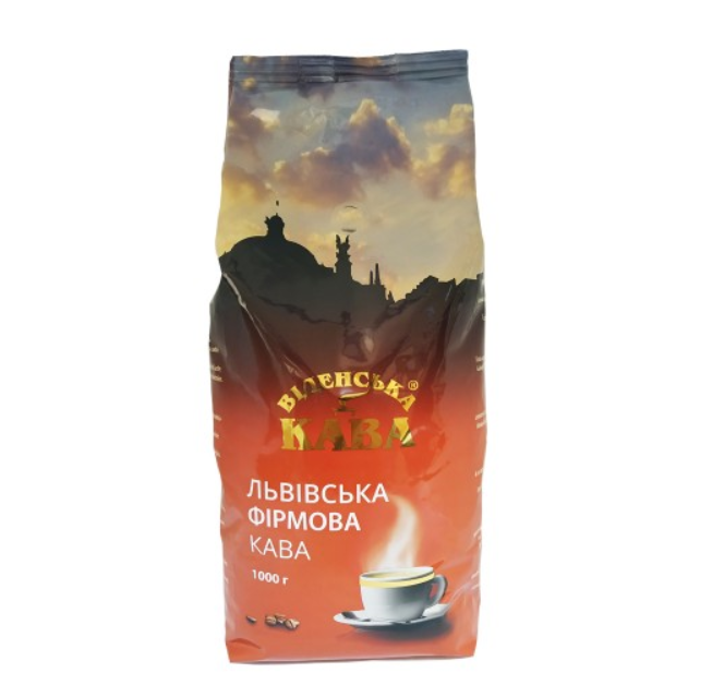 Кава у зернах 1 кг купаж Віденська кава Львівська Фірмова