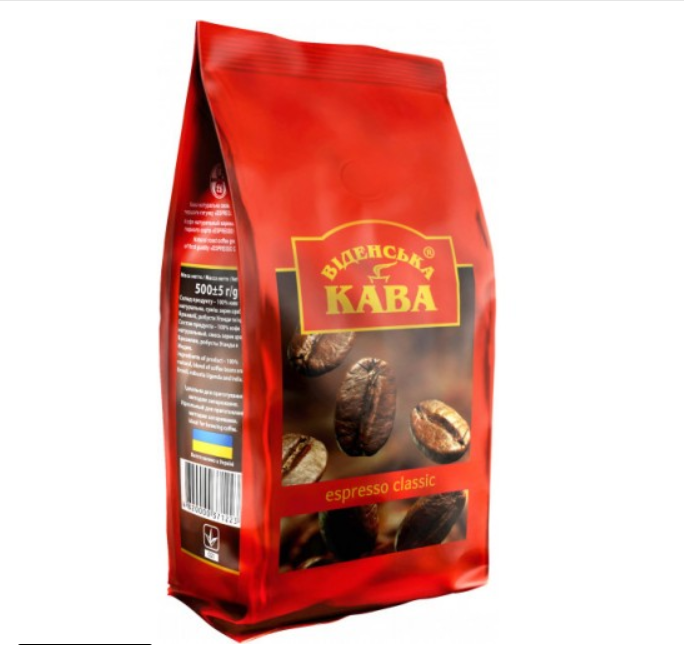 Кава в зернах Арабіка Робуста Віденська кава Еспресо Espresso Classic 500 г