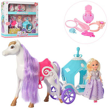 Ігровий набір для дівчинки Лялька з Каретою (лялька, кінь, аксесуари) 5505