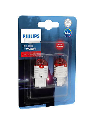 Світлодіодні лед лампи Philips Ultinon Pro3000 W21W сигнальні 12В, червоні ОРИГІНАЛ 11065U30RB2, фото 2