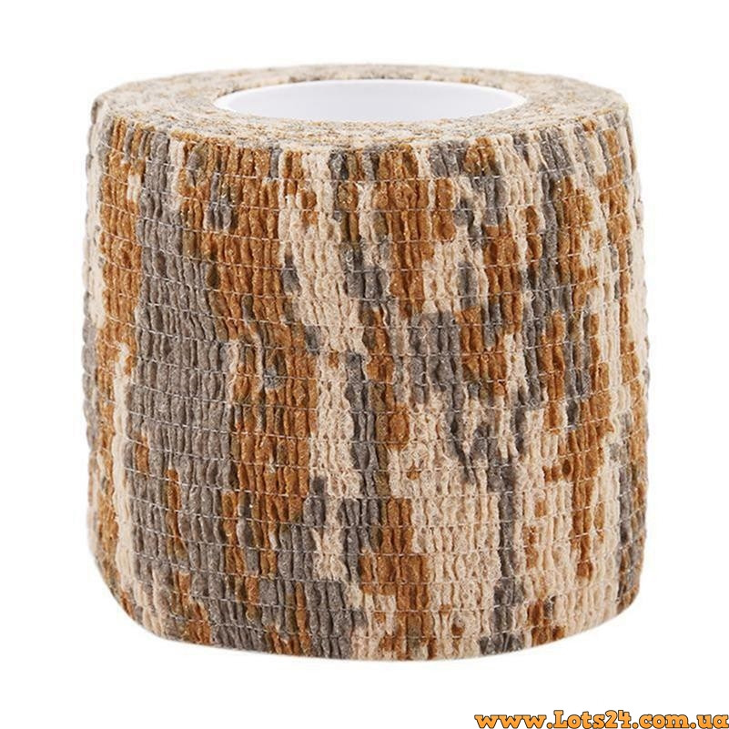 Маскувальна камуфляжна стрічка скотч для маскування тактична стрічка камуфляж обмотка камуфляжний маскувальний скотч Desert, фото 1