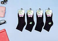 Шкарпетки середні жіночі Montebello однотонні з ажурною широкою гумкою 35-40 12шт в уп чорні