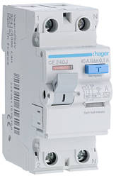 Пристрій захисного відключення ПЗВ 2P 40A, 100mA, тип А, Hager, CE240J