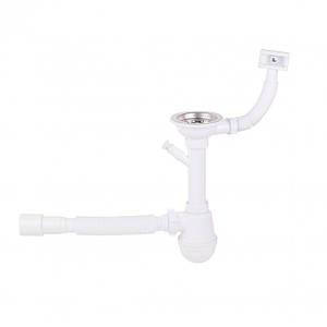 Сифон для кухонної мийки Lidz (WHI) 60 05 M002 01 EURO з відведенням для пральної машини (вихід 50 мм)