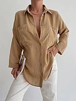 Женская летняя рубашка свободного кроя из коттона (р. 42-46) 77ru1014