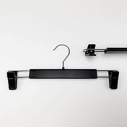 Пластикові тремпелі вішаки для штанів та спідниць W-BE35 чорного кольору, довжина 340 мм.