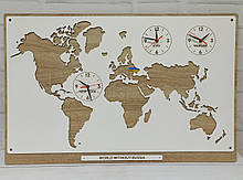 Карта світу без росії Дерев'яна карта світу з годинником Україна на карті Декор офісу Ексклюзивний подарунок