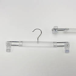 Пластикові тремпелі вішаки для штанів та спідниць W-BE35 прозорого кольору, довжина 340 мм.