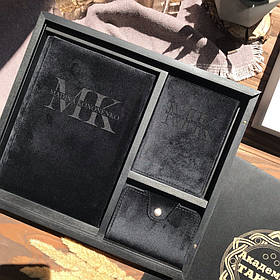 Подарунковий набір з велюру для чоловіка "Name" Чорний RM08-02