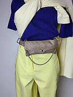 Поясная сумка женская из экокожи с плетением бежевая Modna KAZKA MKSH-568-3
