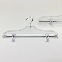 Пластикові тремпелі вішаки для штанів та спідниць W-VKP38 прозорого кольору, довжина 380 мм.