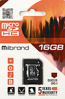 Карта памяти Mibrand microSDHC 16GB Class 10 UHS-1 (adapter SD) (MICDHU1/16GB-A)