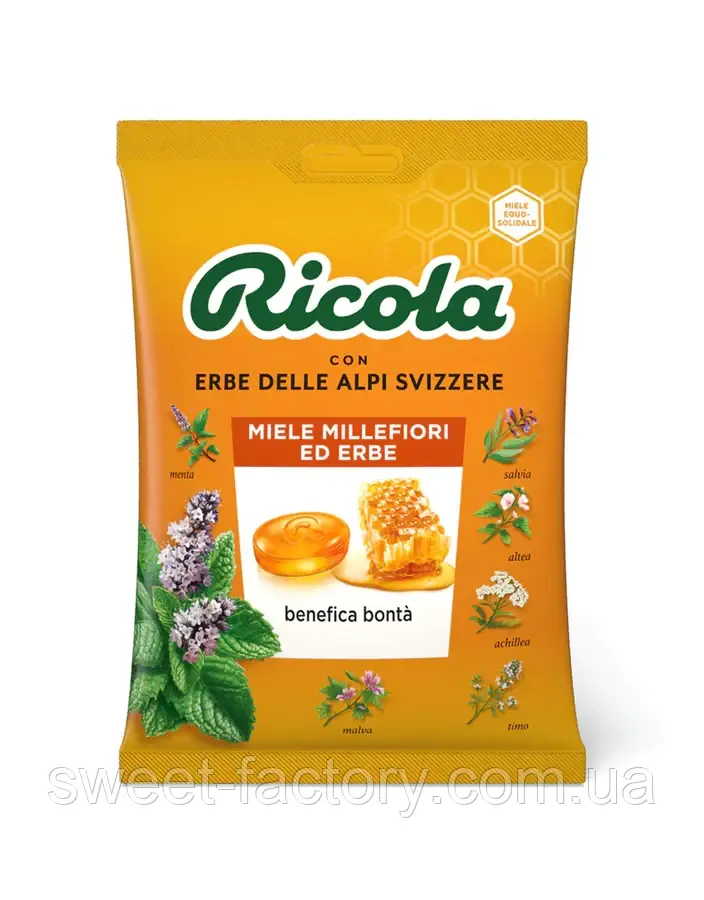 Льодяники Ricola Miele Millefiori ed erbe Мед 70g