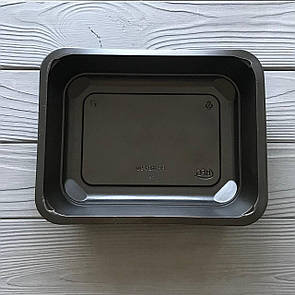 Лоток односекційний з кришкою (Ланч бокс) PP1 чорний 227х178х40 (400шт/ящ) СВЧ