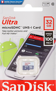 Карта пам'яті microSD Sandisk 32GB Ultra Class 10 UHS-I 100MB/s (SDSQUNR-032G-GN3MN)