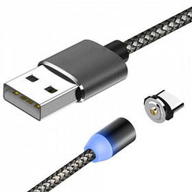 Кабель Usb Type-C Aspor-360Pro magnetic 2.4A (круглий, тканина + пластик, метал. коннект.) Black