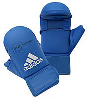 Перчатки для карате Adidas WKF синие с защитой большого пальца XS