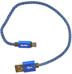 Кабель Usb Micro Usb Aspor A173 Nylon 3A 0.3m orig 100% (круглий, тканинний шнур) Black/blue, фото 3