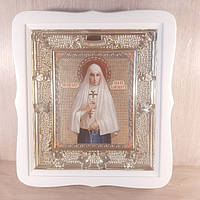 Икона Елисавета святая мученица, лик 15х18 см, в белом фигурном киоте, тип 2