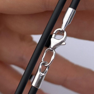 Каучуковий шнур зі сріблом родованим (2,5 мм) РН- 460, фото 1