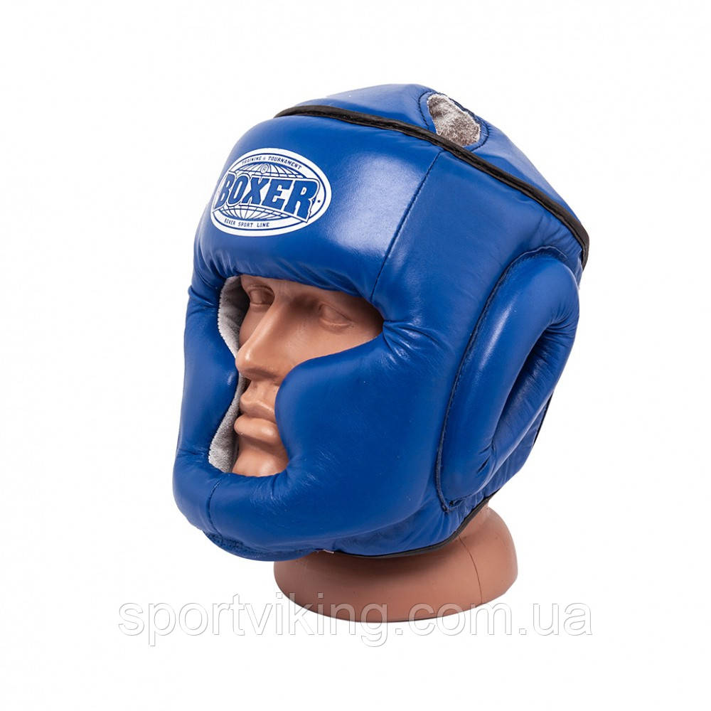 Шолом тренувальний карате BOXER Еліт L шкірвініл 0,8 мм синій