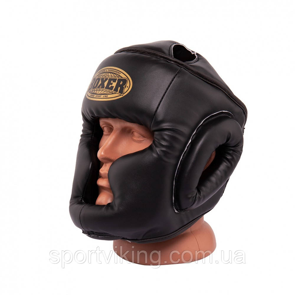 Шолом тренувальний карате BOXER Еліт L шкірвініл 0,8 мм чорний