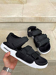 Чоловічі сандалі Adidas Sandals Black White босоніжки Адідас чорно-білі на липучці текстильні