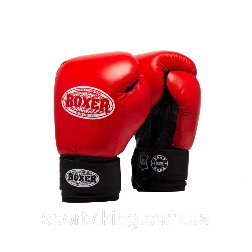 Рукавички боксерські BOXER 6 oz шкіра 0,8-1 мм червоні