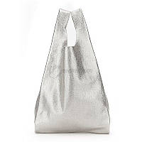 Жіноча шкіряна сумка POOLPARTY Tote Сріблистий (leather-tote-silver)