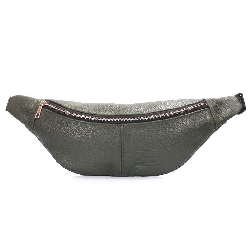 Поясна шкіряна сумка Poolparty PLPRT Темно-зелений (waistbag-leather-darkgreen)