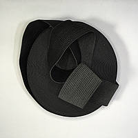 Резинка швейная текстильная плоская черная - 50 мм / длина 25 м