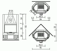 Вбудована камінна топка призма Edilkamin Tekno 3 N для опалення заміського будинку (15 кВт), фото 5