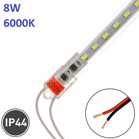 Світлодіодна лінійка 220V 600мм 8W 6000К IP44 прозора
