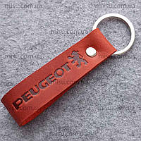 Брелок для ключей Peugeot кожа с логотипом,красный