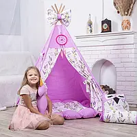Детский игровой вигвам, домик палатка для детей розовый