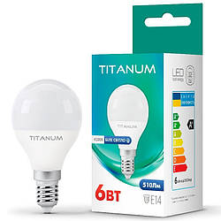 LED лампа TITANUM G45 6W E14 4100K Біле світло