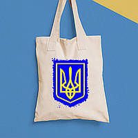 Еко-сумка, шоппер, щоденна з принтом"Український герб на синьому фоні" Push IT