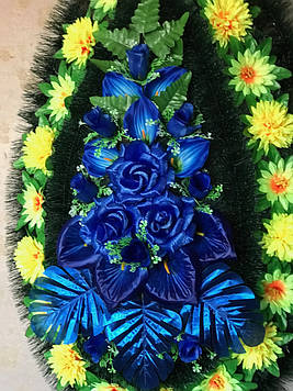 Вінок ритуальний з штучних квітів (Класичний подвійний йорш №2), розміри 165*80см, доставка по Україні.