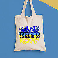 Еко-сумка, шоппер, щоденна з принтом"Ukraine сині та жовті відбитки долонь" Push IT