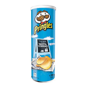 Pringles Salt & Vinegar, сіль та оцет, 165 г, 19шт/ящ