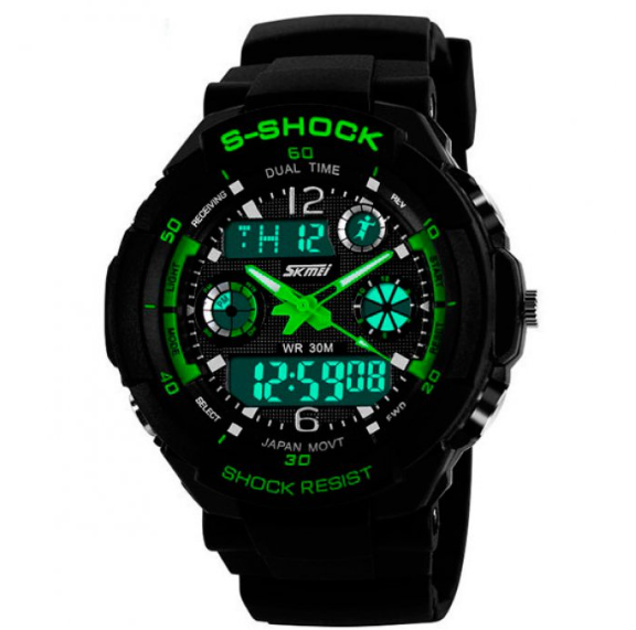 Хороший бюджетний наручний чоловічий армійський і тактичний годинник SKMEI з каучуковим ремінцем, фото 1